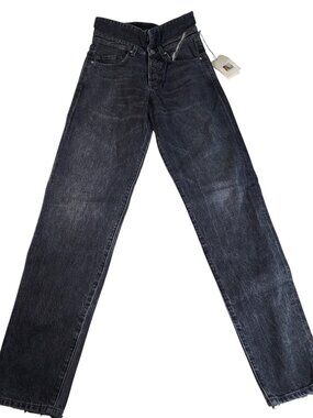 Jean Atelier Flip Waist Straight Leg Jeans Onyx Black NWT 24